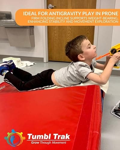 Folding Incline for Pediatric Occupational Therapy - Stimulates Balance, Core Activation, and Proprioceptive Input (Bright Pastel, 60 in x 84 in x 16 in) thumbnail 5