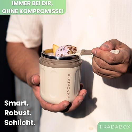 FRADABOX® Lunchpot „Casey“, Thermobehälter mit Löffel, Premium Edelstahl, Müslibecher to go, Auslaufsicher für Joghurt Porridge, Suppen, Lunchbox, Meal Prep Warmhaltebehälter für Erwachsene und Kinder thumbnail 7