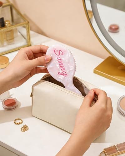 Personalized Hair Brush with Name, Custom Mini Travel Hair Brush for Women, Monogram Engraved Hair Comb Wet & Dry Styling for Girl Bridesmaid Birthday Christmas Mother's Day Valentines Gifts thumbnail 6