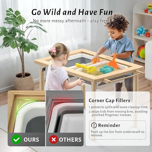 Easyego Sensory Table for Toddlers Kids Play Wooden Sand Water Table with Double-Sided Board & Foldable Storage Bins for Indoor and Outdoor Use, Birthday Gifts for Boys and Girls thumbnail 6
