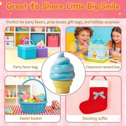 Ice Cream Squeeze Squishy, Ice Cream Cone Squishy, Slow Rise Sensory Fidget Toy, Stuffers Party Favors Summer Sensory Stress Relief (Blue) thumbnail 7