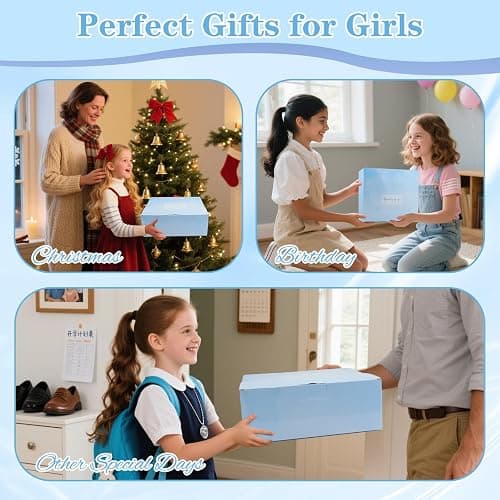 Gifts for Girls Teenage 9 10 11 12 13 14 Year Old, Valentine's Day Birthday Gifts for Girls Age 8-15, Glass Cup with Lid and Straw, Makeup Brushes Cosmetic Bag Necklace Socks Headband, Bow Coffee Cup thumbnail 7