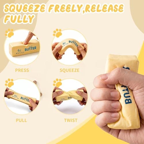2PCS Butter Squishy – Slow Rising Butter Squishy Toy, Realistic Food Fidget Toys for Adults, Soft PU Material, Sensory Anxiety Relief & Focus Aid, Portable 5.5 Inch Squishy Butter for Office & Home thumbnail 5
