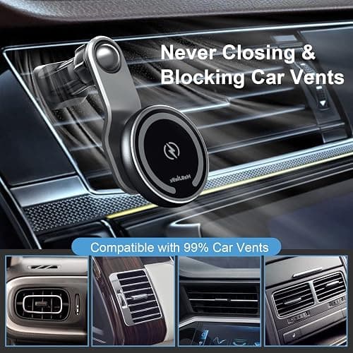 MAGJIEYX for Magsafe Car Mount Charger for Auto-Alignment Magnetic Wireless Charger iPhone 12/13/14/15/16Pro Max/Plus/Mini/Magsafe Case Air Vent and Dashboard Phone Holder with Fast 36W QC 3.0 Adapter thumbnail 6