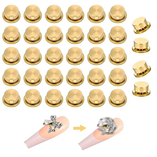 30 PCS Rotating Nail Charms Nail Art Rotating Charm Bearing for Nails Art Designs, Jewelry Rotat Tools for Women DIY Crafting Jewelry Accessories, Gold - Image 1