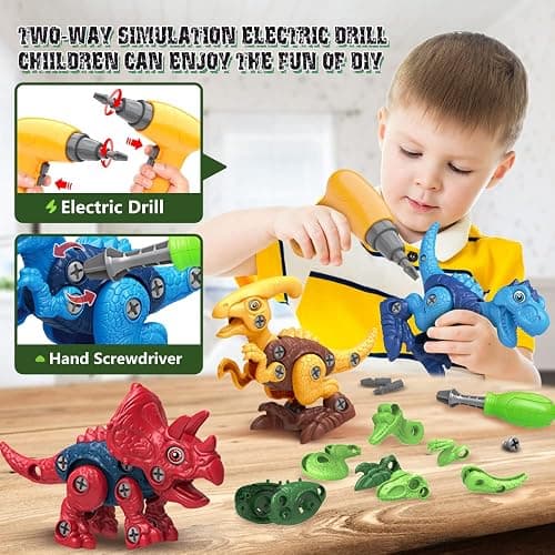 Dinosaur Toys for 3, 4, 5, 6, 7 Year Old Boys, Take Apart Toys with Electric Drill for Kids, STEM Educational Construction Building Toy, Ideal Birthday Christmas Easter Gifts, Incl Tyrannosaurus Rex thumbnail 4