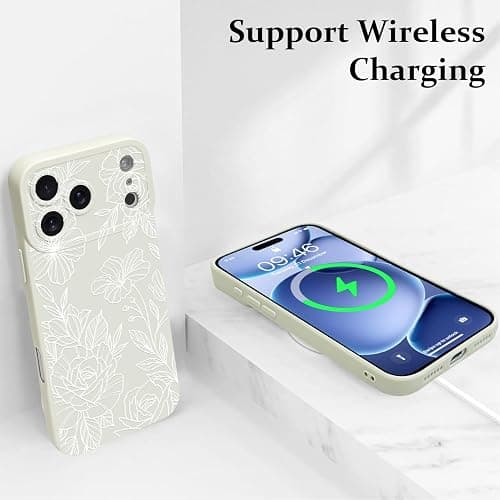 LSL Case for iPhone 17 Pro White Floral Flower Pattern Print Design Soft TPU Full Camera Lens Anti-Drop Anti-Scratch Shockproof Protective Slim Cover for Women Girls thumbnail 4