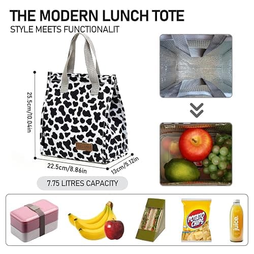 TELLUMO Lunch bag, Insulated Lunch Bag for Women Men Large Lunch Box Container Reusable Leakproof Tote for Office, Work, School, Beach or Travel (Cow-print) thumbnail 3