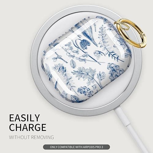 ZEKICE for AirPods Pro 3 Generation Case, Clear Flower Air Pod Pro 3 Case for Women Girly Cute Soft AirPod Pro 3 Cover with Keychain Strap for AirPod Pro 3 Cover 2025 Blue Leaves thumbnail 4