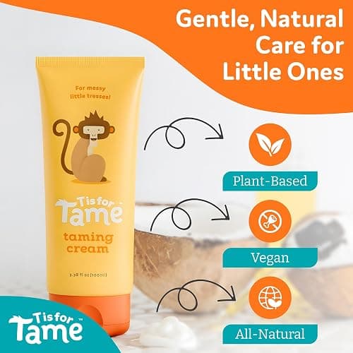 T is for Tame - Hair Taming Cream for Kids, All-Natural for Frizz & Flyaways, Coconut Oil, Leave-in Cream for Babies & Toddlers, Straight or Curly thumbnail 4