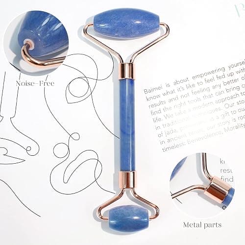 BAIMEI IcyMe Jade Face Roller & Gua Sha, Facial Beauty Roller Skin Care Tools, Self Care Gift for Men Women, Massager for Face, Eyes, Neck, Relieve Fine Lines and Wrinkles - Blue thumbnail 3