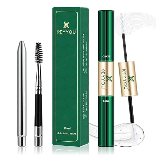 KEYYOU Lash Bond and Seal Cluster Lash Glue for Lash Clusters Strong Gentle Comfortable Bond and Seal Waterproof Mascara Wand Individual Lash Glue 5ml+5ml（Clear - Image 1