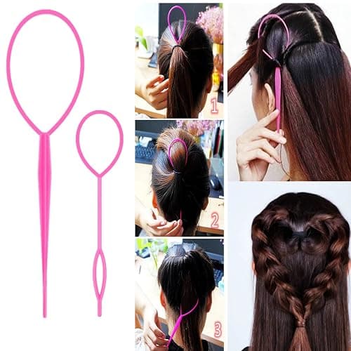 ZVOREI 8Pcs Hair Brushes Set with 4Pcs Topsy Hair Tail Tools 1Pcs Bristle Teasing Hair Brush 1Pcs Edge Control Brush 2Pcs Metal Pin Rat Tail Combs for Woman Girl hair Styling,Edge&Back Brushing,Pink thumbnail 2