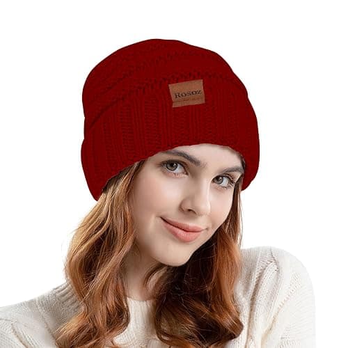 Rosoz Womens Beanies for Winter Slouchy Beanies for Women Knit Warm Winter Hats for Women Thick for Cold Weather thumbnail 2