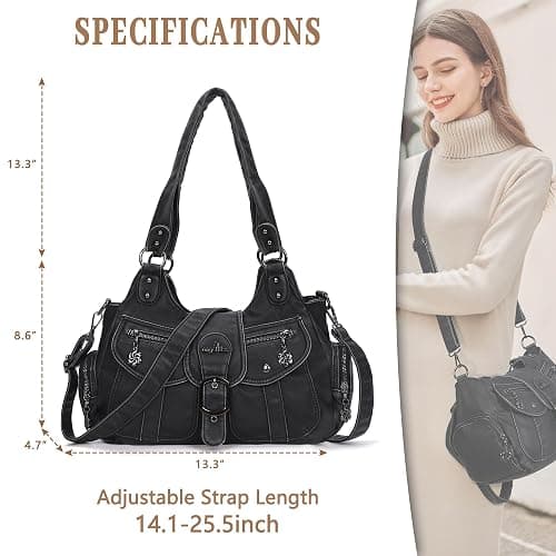 Angel Kiss Hobo Bags for Women Vegan Leather Shoulder Purses and Handbags Ladies Roomy Tote Bags Purse with Crossbody Strap thumbnail 3