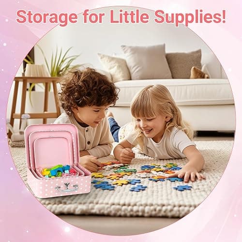 Dloulqz Paperboard Suitcases Set of 3 Decorative Storage Boxes with Lids,Mini Suitcase,Cute Storage Gift Boxes for Barbie Doll,Toys,Photos,Hat,Christmas New Year,Wedding Birthday Party Home Decoration thumbnail 3