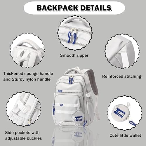 Armbq Kids Backpack for Girls - Aesthetic School Backpack for Teens & Elementary Students - Purple Bookbag - Purple thumbnail 5