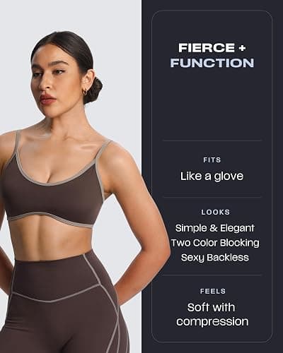 Aoxjox Women's Color Block Workout Sports Bras Fitness Lexi Lined Strappy Bra Athletic Yoga Crop Tank thumbnail 4