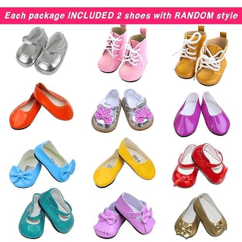 ZITA ELEMENT 11 Pcs American Doll Clothes Dress and Accessories - 5 Sets Doll Outfits + 2 Pairs Shoes thumbnail 4