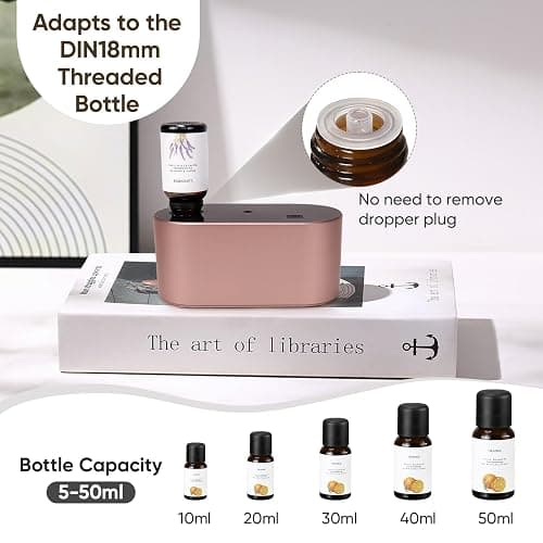 Lecdura Waterless Diffuser for Essential Oil, Battery Operated Scent Air Aromatherapy Diffuser, Mini Aroma Diffusers with 3 Intermittent Mist Modes, Cycle Start for Home Office Bedroom - Rose Gold thumbnail 5