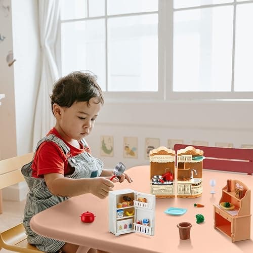 43 Pcs Dollhouse Furniture Kitchen Play Set Miniature Refrigerator with Mini Food Pots and Pans Set Pretend Kitchen Accessories Toys thumbnail 6