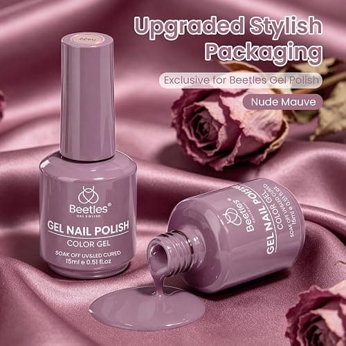 Beetles Purple Gel Nail Polish, 15ml Dark Purple Color Gel, Nude Mauve | Nude Rose Mauve Pink Purple, Elegant Polish for Daily Wear Salon DIY Manicure Glossy Solid Color Soak Off UV LED Nail Art thumbnail 5