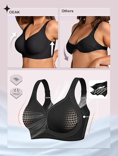 OEAK Womens Wireless Jelly Bra Plus Size Supportive Seamless Bras Full Coverage Push Up Comfortable No Underwire Tshirt Bras thumbnail 4