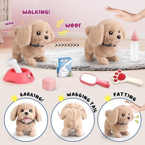 Dog Toys for Kids Girls with Puppy Stroller,Realistic Robot Interactive Stuffed Dog and 16 Pcs Toy Dog Accessories,Puppy Pet Care Pretend Play Set for 3 4 5 6 7 Year Old Toddler Girls Birthday Gifts thumbnail 5