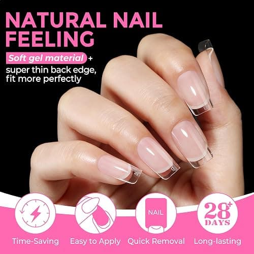 UNA GELLA Short Square Gel Nail Tips 216pcs Short Square Press on Nails Pre-shape Fake Nails for Full Cover Acrylic Nails False Nails For Nail Extension Home DIY Nail Salon 12 Sizes Gelly Tips thumbnail 4