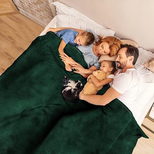 Oversized Blanket 120x120 Inches, Giant Huge Companion for Bed, Sofa, Travel and Camping, Extra Large Big Soft Blanket Fits The Whole Family and Outdoor Campaign, Forest Green thumbnail 4