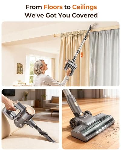 UML0 N8 Cordless Vacuum Cleaner,Lightweight Stick Vacuum with Powerful Suction,2200mAh Battery,40 Mins Runtime,Self-Standing,Rechargeable Vacuum Cleaners for Home Hardwood Floor Carpet Pet Hair thumbnail 4