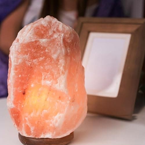 ASPIRE UK 100% Real 2-3KG Himalayan Crystal Rock Salt Lamp - Direct from Foothills of The Himalayas - Wooden Base Calming Atmosphere Night Lamp - Handcrafted Design thumbnail 6