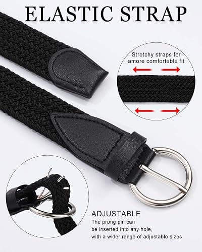 AWAYTR Girls Stretch Braided Belt - Kids Golf Softball Belt for 3-18 Years | Durable Pin Buckle With Easy No-Hole Fit, Ideal for School Uniforms & Casual Jeans thumbnail 2