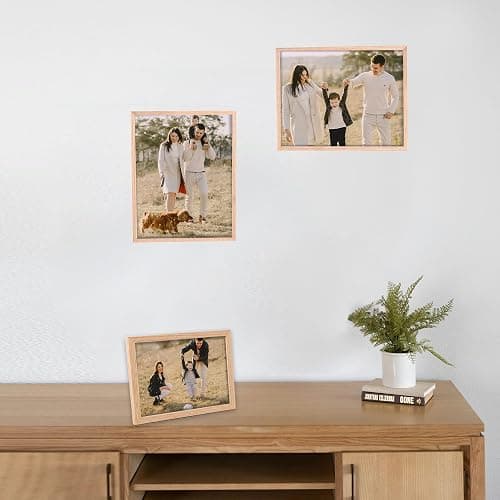LYYYXGYP 8x10 Wood Picture Frame Set of 6 Wooden Photo Frame Natural Solid Oak Wood Grain Beige Frame with glass for Wall Hanging and Tabletop Display thumbnail 5