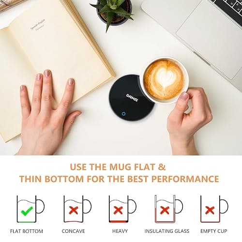 GARMEE Scalda Tazza da Caffè Elettrico, Scaldabiberon Intelligenti per Scrivania da Ufficio, Scaldabibere con 2 Impostazioni di Temperatura, Scaldino da Tè, Scaldino Elettrico per Bevande Cacao Latte thumbnail 6