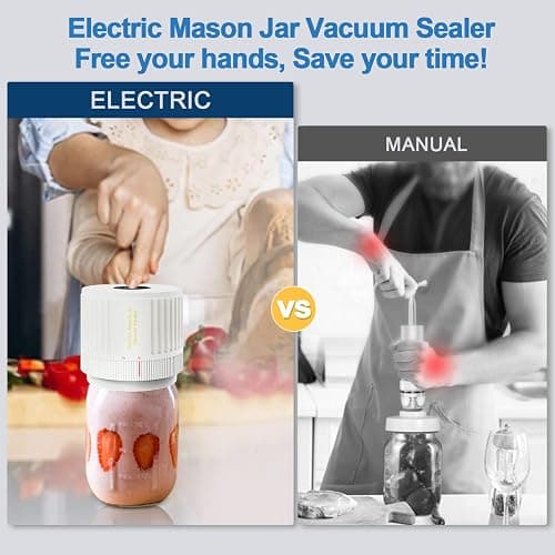 LOVE MOMENT Electric Mason Jar Vacuum Sealer Kit for Wide Mouth and Regular Mouth Mason Jar - White thumbnail 2