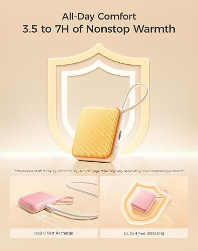 OCOOPA Hand Warmers Rechargeable, Smart Temp Control 7H*2 Long Safe Heat, Ultra Slim, Pocket-Size Design That Fits Gloves, Gifts for Women, Outdoor, Office, Commute (UT5 Nano) thumbnail 5