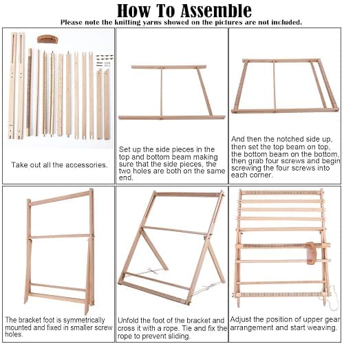 WILLOWDALE 25.2" H x 19.3" W Weaving Loom with Stand Wooden Multi-Craft Weaving Loom Arts & Crafts, Extra-Large Frame, Develops Creativity Weaving Frame Loom with Stand for Beginner thumbnail 7