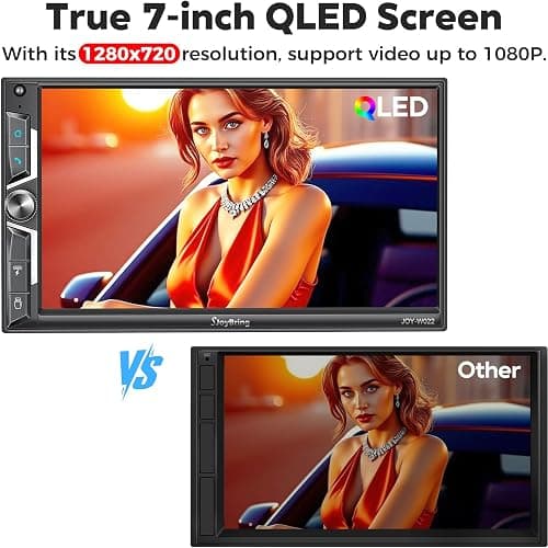 SJoyBring 7" QLED Double Din Car Stereo - Wireless Apple CarPlay & Android Auto, 240W 4.2CHN, SWC, Bluetooth, FM/AM Car Radio, 2 Subwoofers Outputs, Backup Camera thumbnail 5