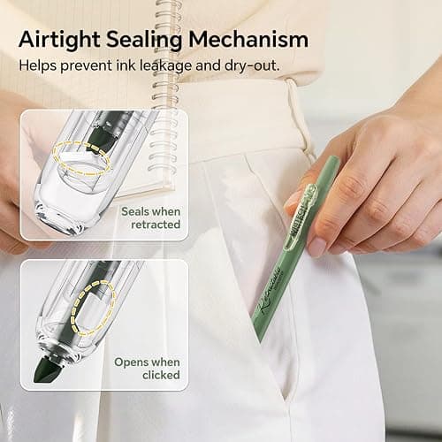 WRITECH Gel Pens Journaling Highlighters: 0.5 & 0.7mm Green Journal Set 7ct | Black & Multicolor Pen Highlighter No Bleed Smooth Writing for Drawing Journaling Teachers Nurses Office Gift thumbnail 6