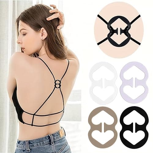 FIVEGOGO Clear Bra Straps, 4 Pairs Invisible Bra Straps+4Pcs Strap Clips, Adjustable Bra Straps Bra Clips to Make Racerback thumbnail 4