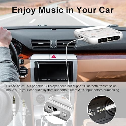 Portable CD Player, Personal CD Player with Bluetooth for Home, Rechargeable Small CD Player with Headphones,Built-in HiFi Speakers, Support CD/AUX/USB, Anti-Skip/Shockproof thumbnail 4