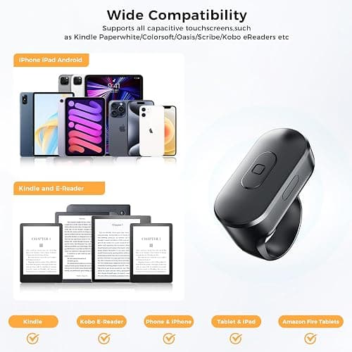 Locthal Kindle Holder with Page Turner Ring, Tablet Holder for Reading Acessories in Bed with Slient Remote Clicker, eReader Stand Compatible with Fire iPad iPhone thumbnail 4