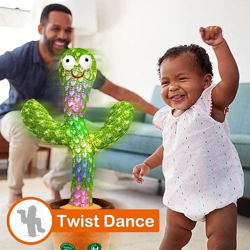 Pbooo [Update Volume Adjustable Dancing Cactus Mimicking Toy, Talking Repeat Singing Cactus Toy 120 Pcs Songs for Baby 16s Record Your Sound with Led Light thumbnail 5