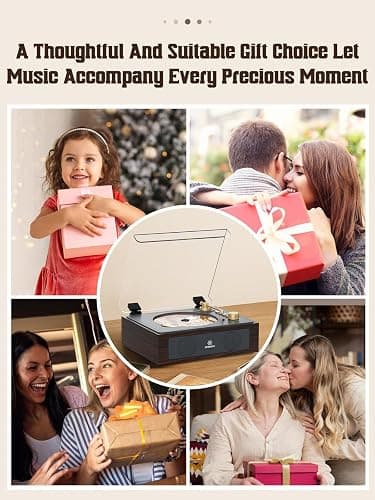 CD Player with Built-in Speakers Bluetooth Retro Portable CD Players for Home Music Player with Remote Control Headphone Jack Walnut Brown thumbnail 7