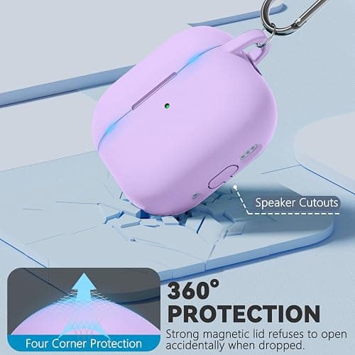Ljusmicker for AirPods 4 Case 2024 with Magnetic Lid Lock,Soft Silicone Protective Cover for Apple AirPods 4th Generation Cases with Cleaner Kit,AirPod 4 Case Cover with Keychain for Women Men-Purple thumbnail 4