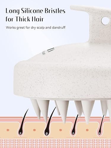 HEETA Scalp Massager Hair Growth, Soft Silicone Scalp Scrubber Shampoo Brush for Exfoliation, Dandruff Removal & Head Massage Stress Relax, Wet & Dry Use for Thick, Thin Hair Care, Wheat Straw Beige thumbnail 6