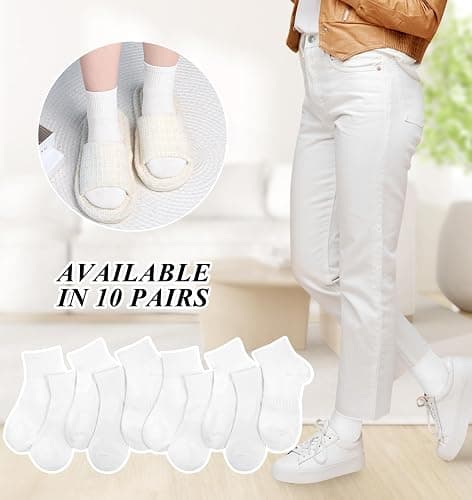 YSense Womens Ankle Socks 10 Pairs, Cotton Crew Gym Athletic Running Quarter Socks Women Men thumbnail 5