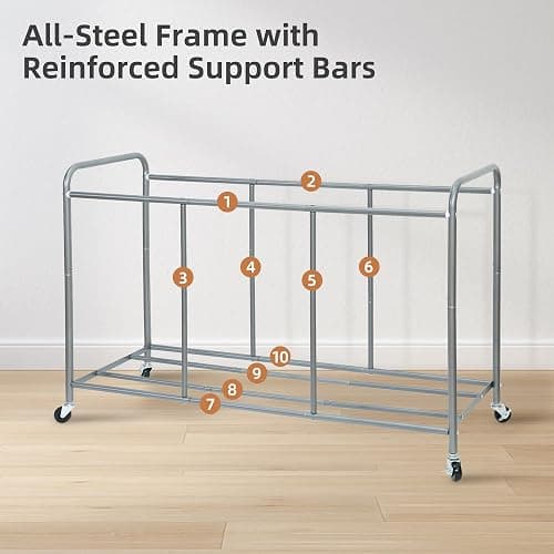 STORAGE MANIAC 5 Section Laundry Sorter, 5 Bins Rolling Separator Laundry Basket, Dirty Clothes Hamper Divider with Heavy Duty Lockable Wheels, Large Clothes Organizer Cart, Gray thumbnail 4