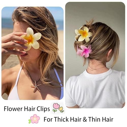 6 Pack Flower Claw Clip for Women, Hawaiian Plumeria Hair Clip,Preppy Flower Hair Clips, Hibiscus Hair Clip, Hawaii Hair Accessories for Thick Hair, Gifts for Women Teen Girls thumbnail 4